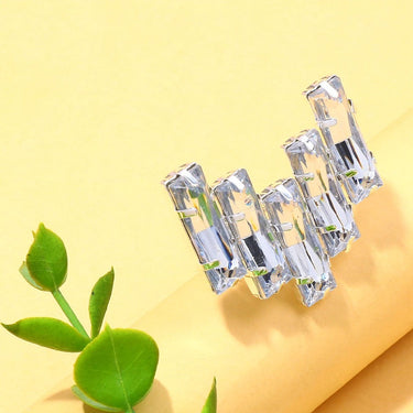 Geometric Ring Simplified Water Diamond Ring Square Diamond Ring Female