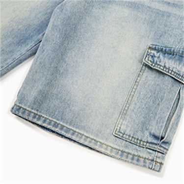 Washed denim workwear shorts