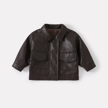 Leather Jacket, Casual Cuffed Pants 3-Piece Set