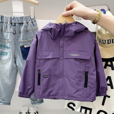 Boy's Hooded Jacket Stylish Casual Windbreaker Kids Jacket Trendy