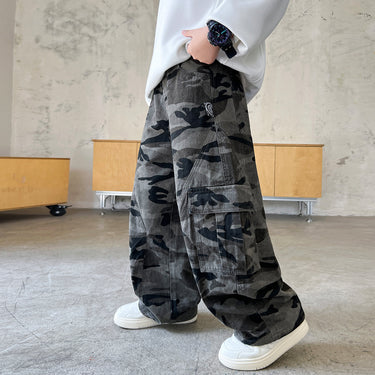 Boy's Camouflage Cargo Pants Kids Big Kids Junior High School Students Straight Loose Boys Casual Long Pants