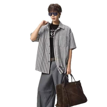 Casual Loose Fit Reversible Shirt with Pattern for Men