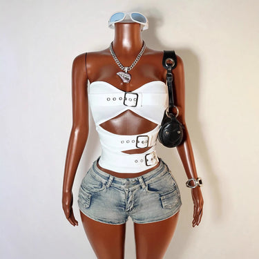 Hollow out short vest top