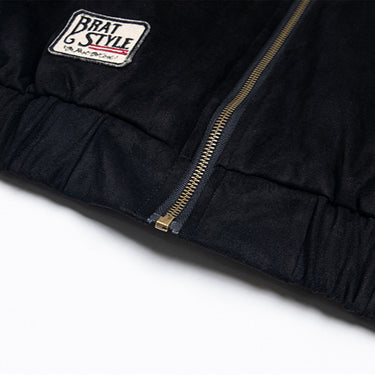Suede embroidered lapel jacket