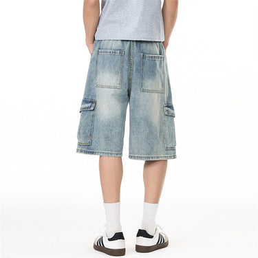 Washed denim workwear shorts