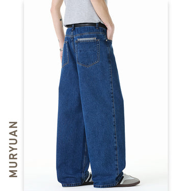 Leg Denim Pants for Men Original Dark Blue Denim Jeans