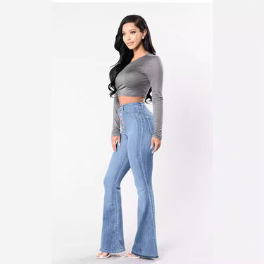 Elastic slim fit micro flared slim jeans for women
