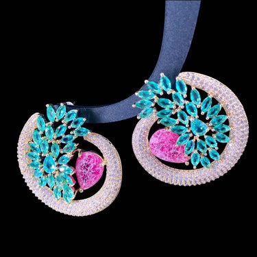 Heavy-duty micro-paved zircon earrings, fashionable high-end earrings