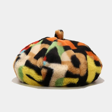 Autumn Winter Rabbit Fur Beret French Hat Fashion Graffiti Rainbow Letter Octagonal Hat Lady Girls Warm Winter Hats for Women