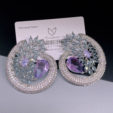 Heavy-duty micro-paved zircon earrings, fashionable high-end earrings