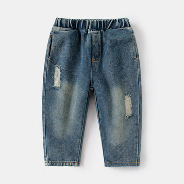 Ripped Denim Pants Streetwear Long Pants for Kids
