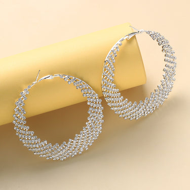 INS blogger's fashionable round hollow earrings, European and American rhinestone geometric earrings manufacturer direct sales earrings