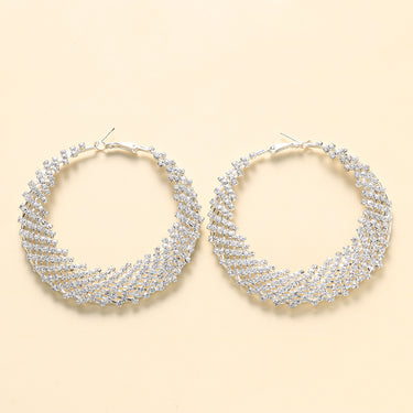 INS blogger's fashionable round hollow earrings, European and American rhinestone geometric earrings manufacturer direct sales earrings