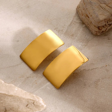 Stainless steel geometric smooth earrings female rectangular titanium steel earrings