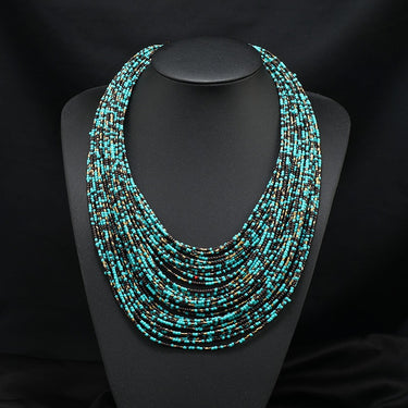 Mizhu exaggerated multi-layer necklace short bohemian women's sweater chain