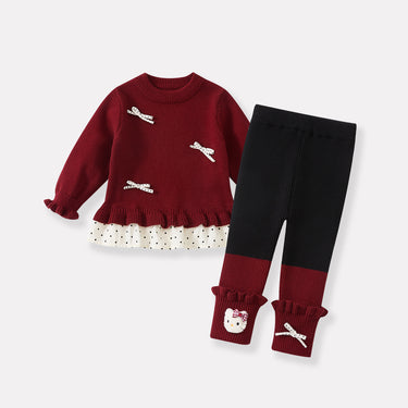 Color-Blocked 3D Cartoon Bottoms Set for Toddler Girls Two-Piece Outfit