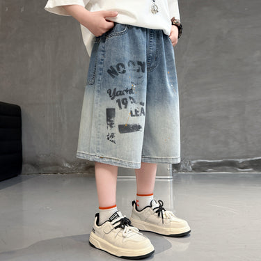 Boy Denim Shorts Kids Mid-Length Pants Lightweight Boy's Five-Point Shorts