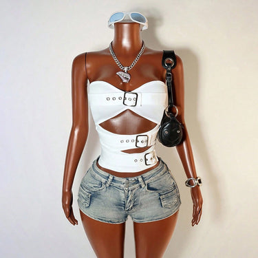 Hollow out short vest top