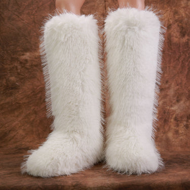 New In Fashion Knee High Fluffy Boots Women Winter Warm Plush Long Snow Boots Non-slip Casual Cotton Shoes