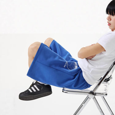 Street Style Blue Letter Print Shorts for Men and Women Sport Pants