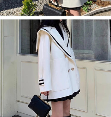 Long Sleeve Loose Coat Women Panelled Double Breasted Cotton Jackets