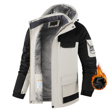 Autumn and Winter New Warm Cotton Jacket for Men, Fleece-Lined Thickened Outdoor Large Size Cross-Border Hooded Coat Thick Version